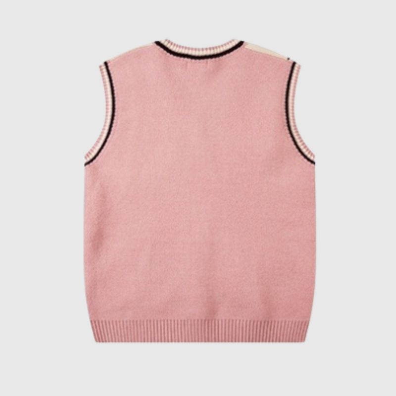 Style Core Aesthetics, New Style Trends Color Block Letter Loose V-Neck Vest