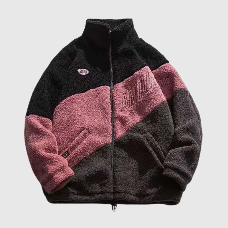 Style Core Aesthetics, New Style Trends Color-Block Shearling-Lined Warm Cotton Coat