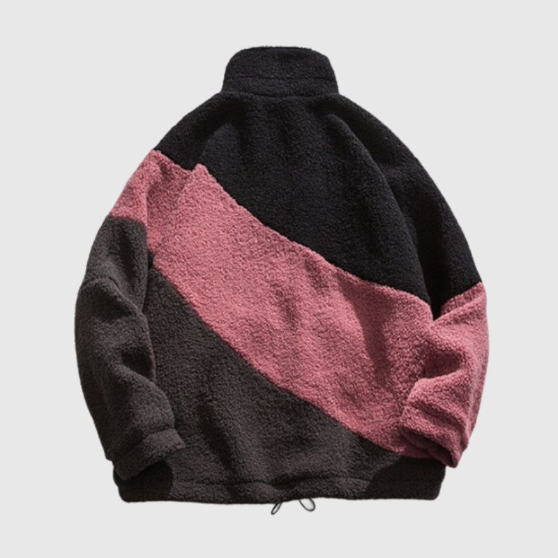 Style Core Aesthetics, New Style Trends Color-Block Shearling-Lined Warm Cotton Coat