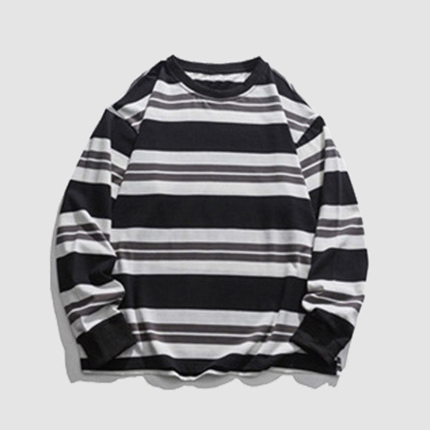 Style Core Aesthetics, New Style Trends Color Contrast Striped Sweatshirt