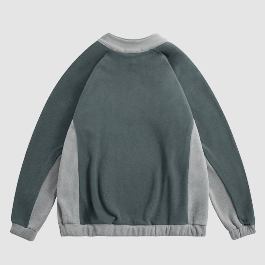 Style Core Aesthetics, New Style Trends Color Stitching Half Zip Up Sweatshirt