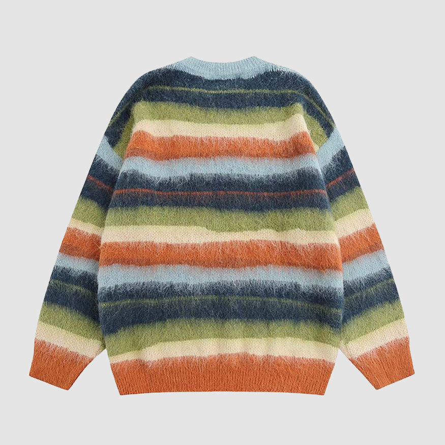 Style Core Aesthetics, New Style Trends Color Striped Fuzzy Sweater
