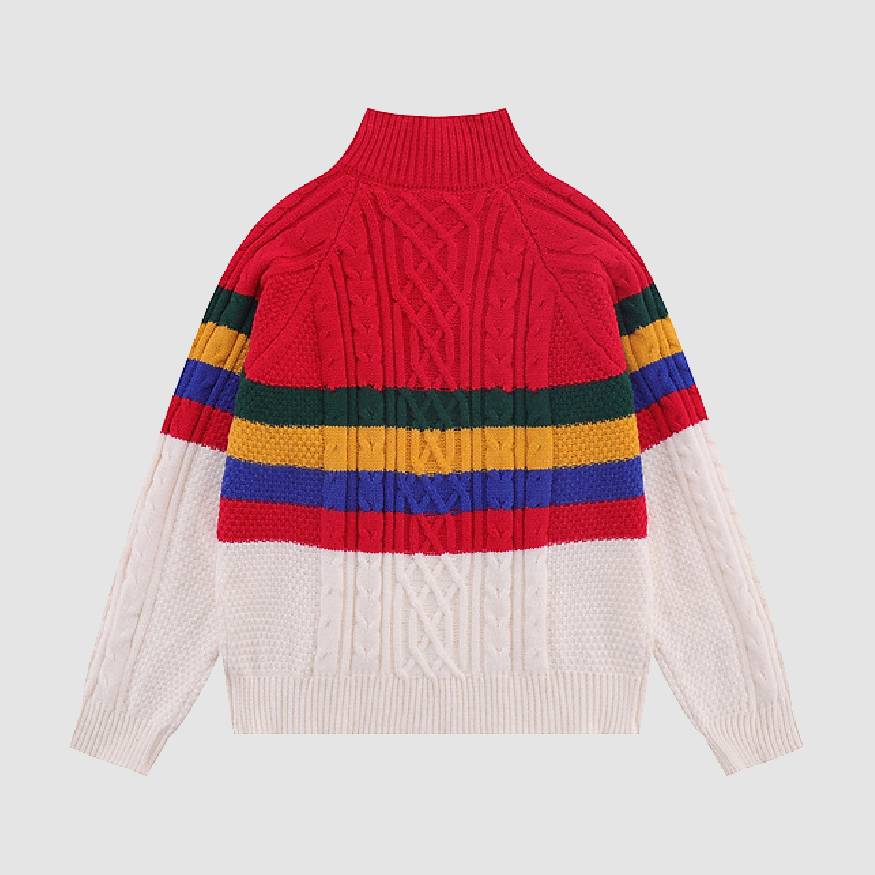 Style Core Aesthetics, New Style Trends Color Striped Half Button Closure Sweater