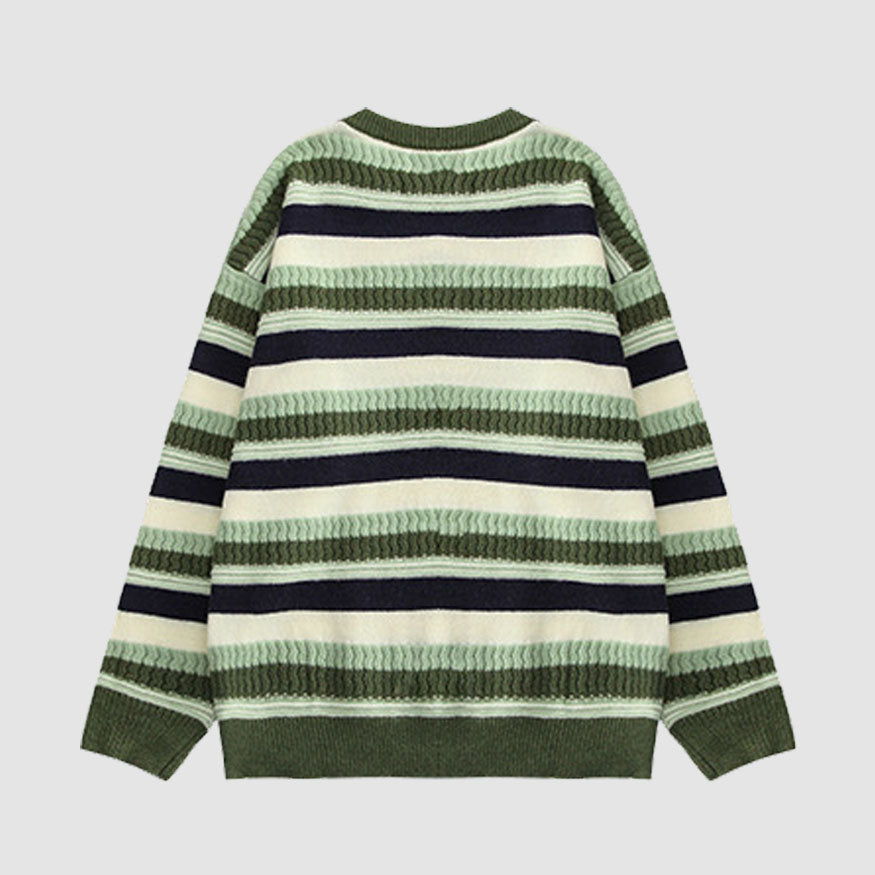 Style Core Aesthetics, New Style Trends Contrast Color Striped Vintage Sweater