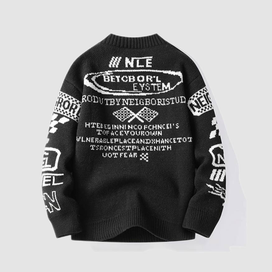 Style Core Aesthetics, New Style Trends Cool Graffiti Knit Sweater