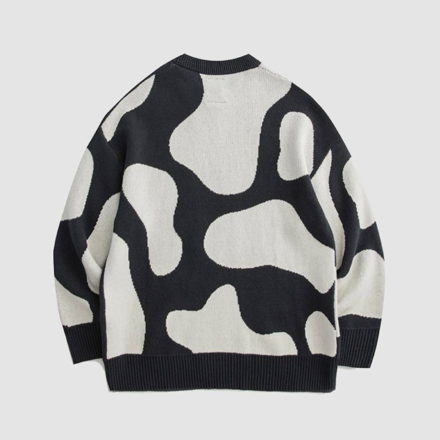 Style Core Aesthetics, New Style Trends Cow Pattern Color Block Sweater