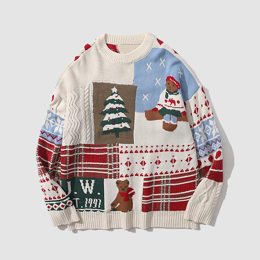 Style Core Aesthetics, New Style Trends Cute Christmas Bear Pattern Knit Sweater