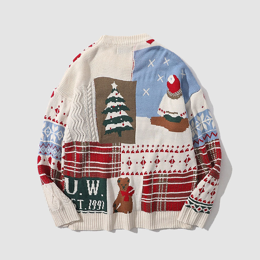 Style Core Aesthetics, New Style Trends Cute Christmas Bear Pattern Knit Sweater