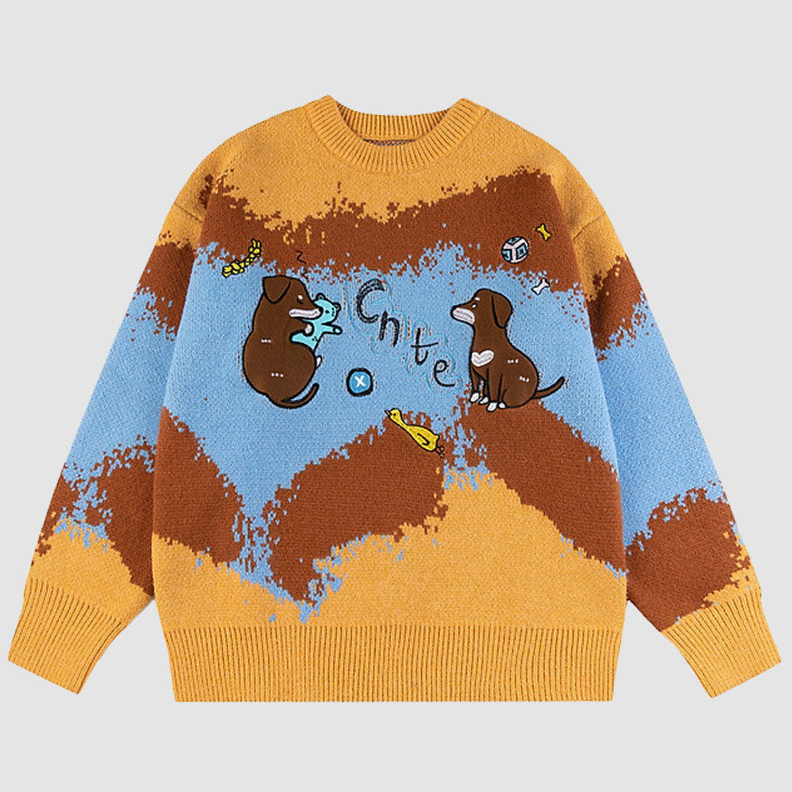 Style Core Aesthetics, New Style Trends Cute Dog Illustration Sweater