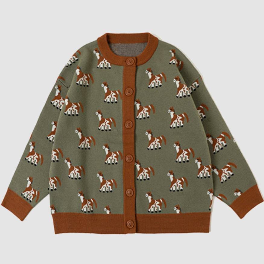 Style Core Aesthetics, New Style Trends Cute Dog Pattern Cardigan Sweater