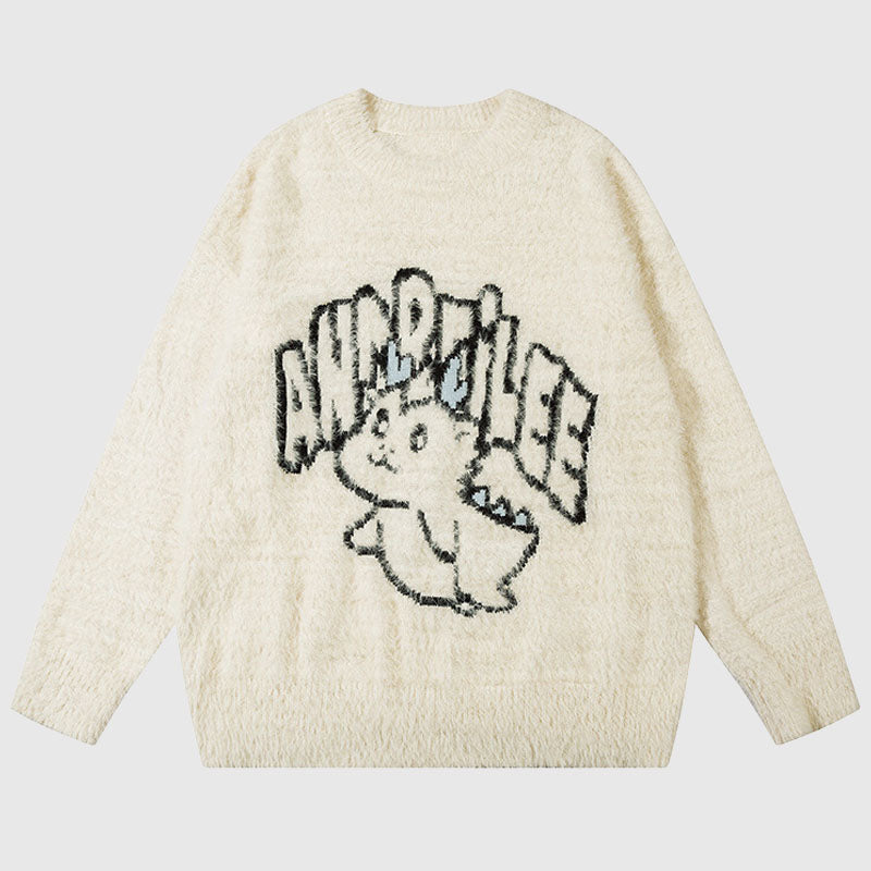 Style Core Aesthetics, New Style Trends Cute Dragon Embroidered Pullover