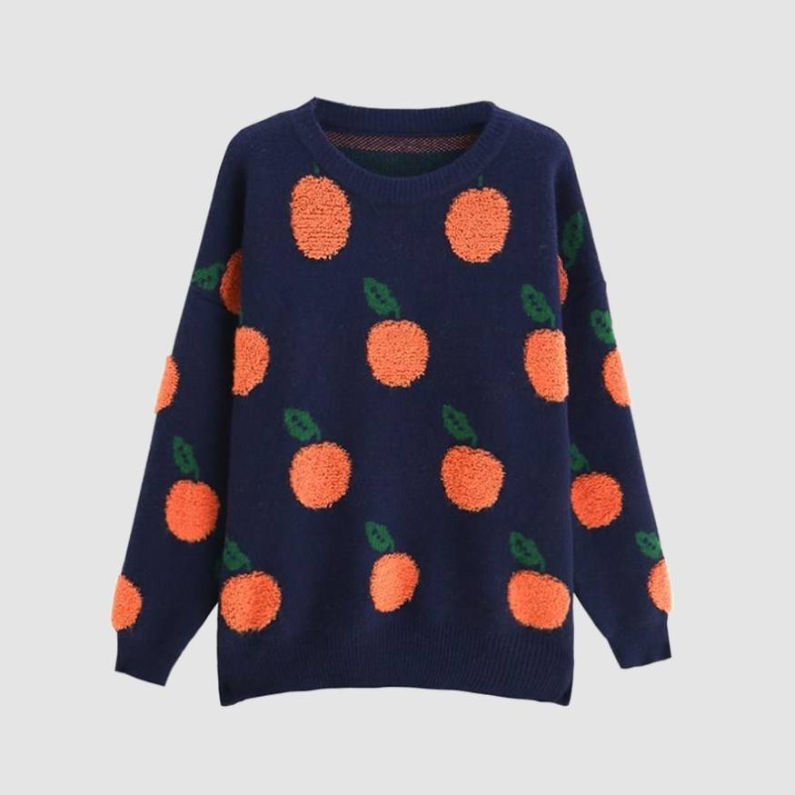 Style Core Aesthetics, New Style Trends Cute Orange Pattern Sweater