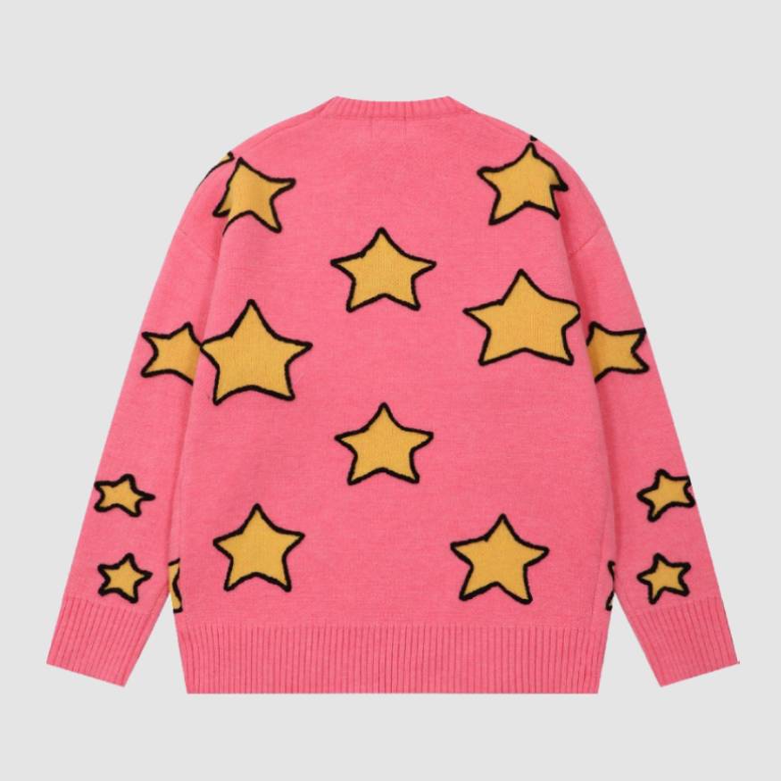 Style Core Aesthetics, New Style Trends Cute Rabbit & Star Pattern Sweater