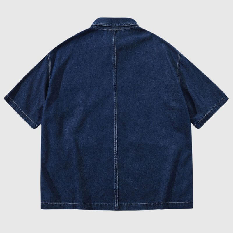 Style Core Aesthetics, New Style Trends Denim Multi-pocket Shirts