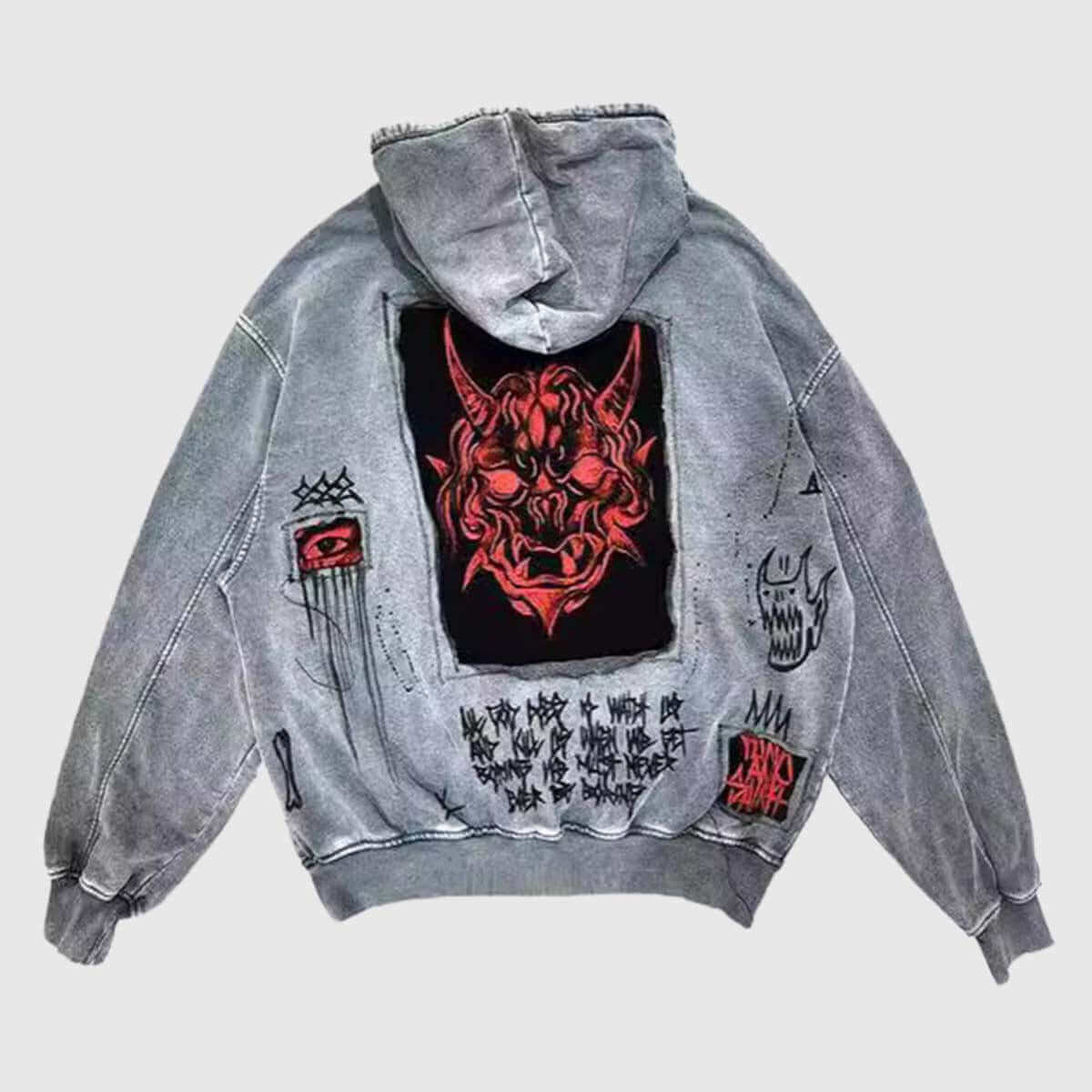 Style Core Aesthetics, New Style Trends Devil Patchwork Hoodie