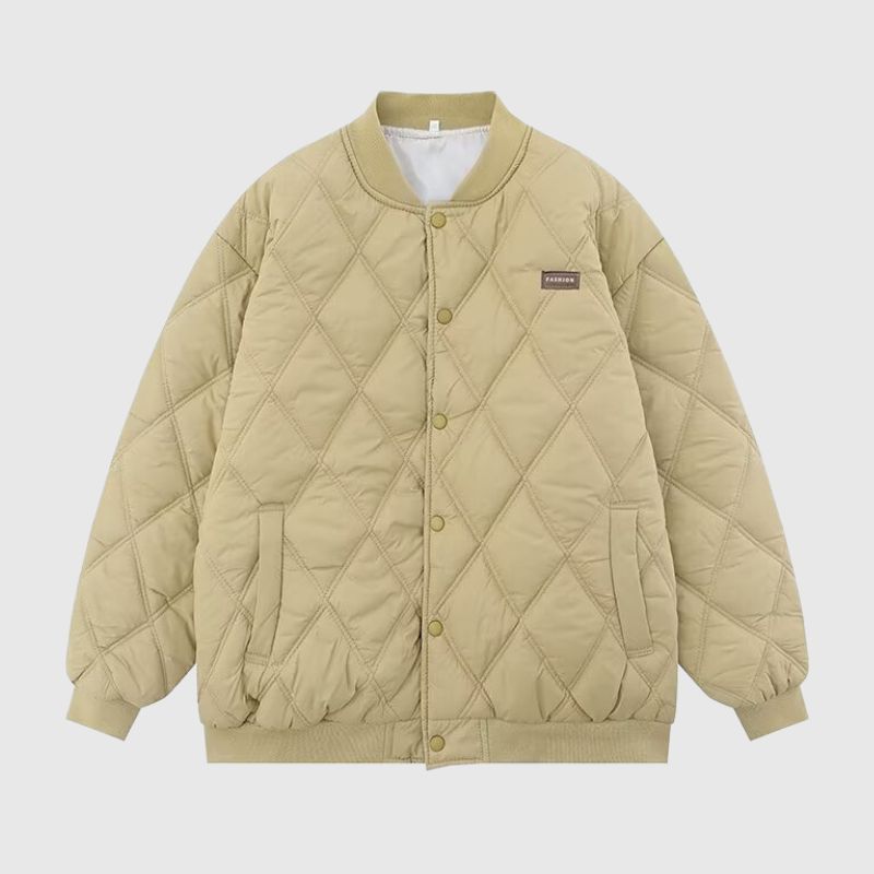 Style Core Aesthetics, New Style Trends Diamond Pattern Vintage Baseball Jacket