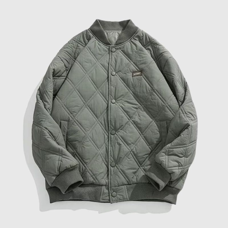 Style Core Aesthetics, New Style Trends Diamond Pattern Vintage Baseball Jacket