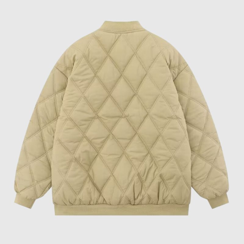 Style Core Aesthetics, New Style Trends Diamond Pattern Vintage Baseball Jacket