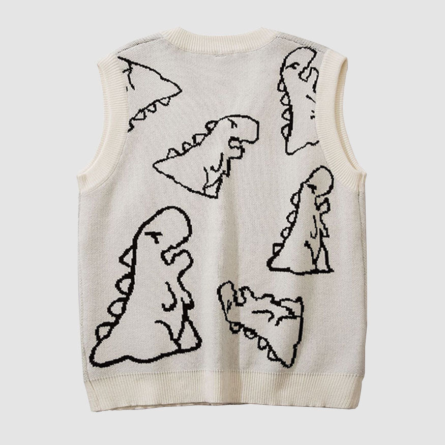 Style Core Aesthetics, New Style Trends Dinosaur Printed Vest Sweater