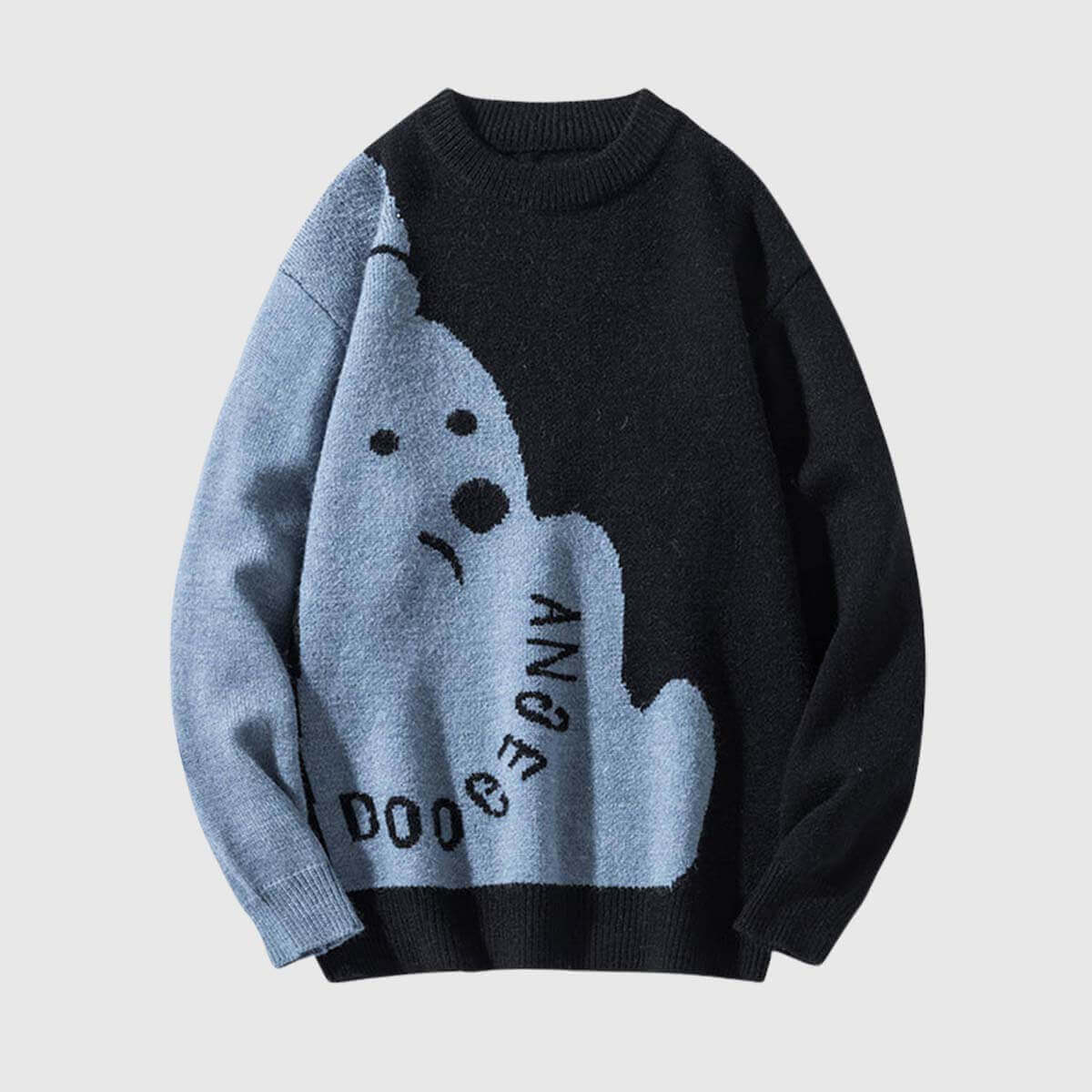 Style Core Aesthetics, New Style Trends Dog Graphic Two-Tone Knit Sweater