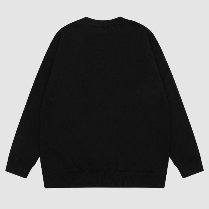 Style Core Aesthetics, New Style Trends Dragon Pattern Jacquard Letter Embroidered Sweater