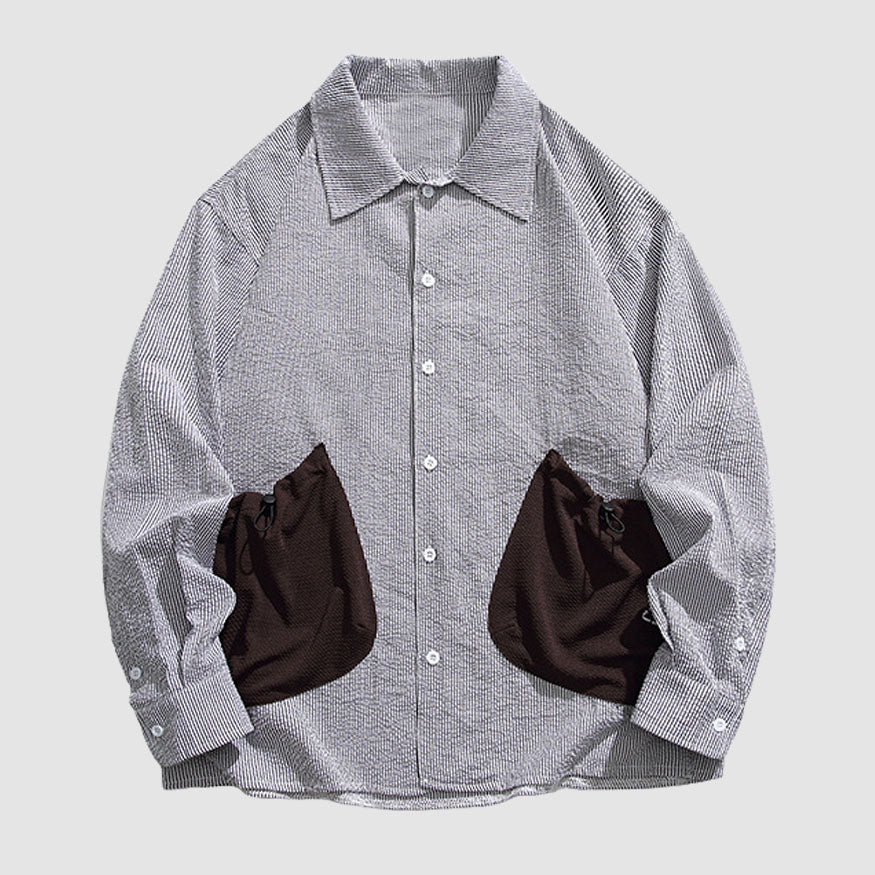 Style Core Aesthetics, New Style Trends Drawstring Pocket Stripe Shirts