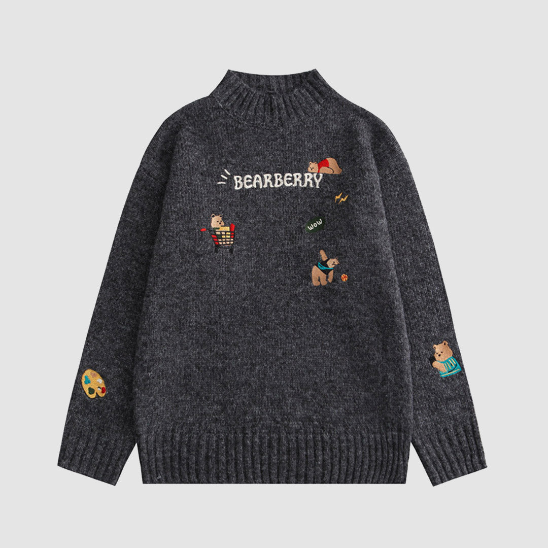 Style Core Aesthetics, New Style Trends Embroidered Bear Sweater