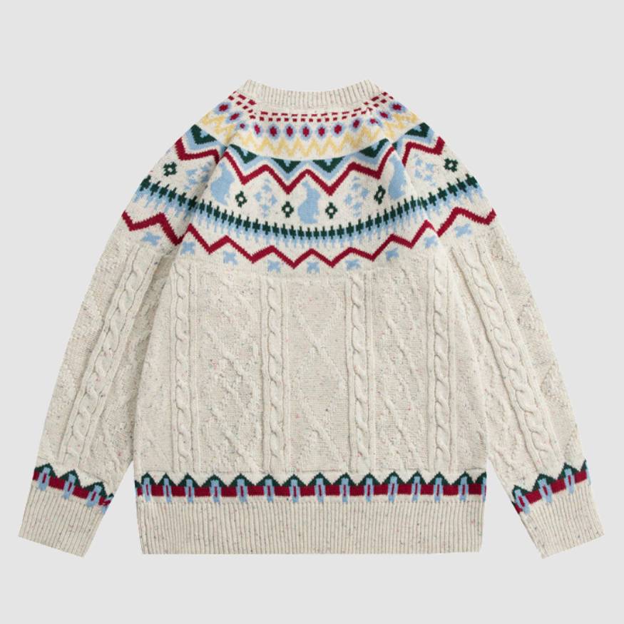 Style Core Aesthetics, New Style Trends Ethnic Style Rabbit Pattern Sweater