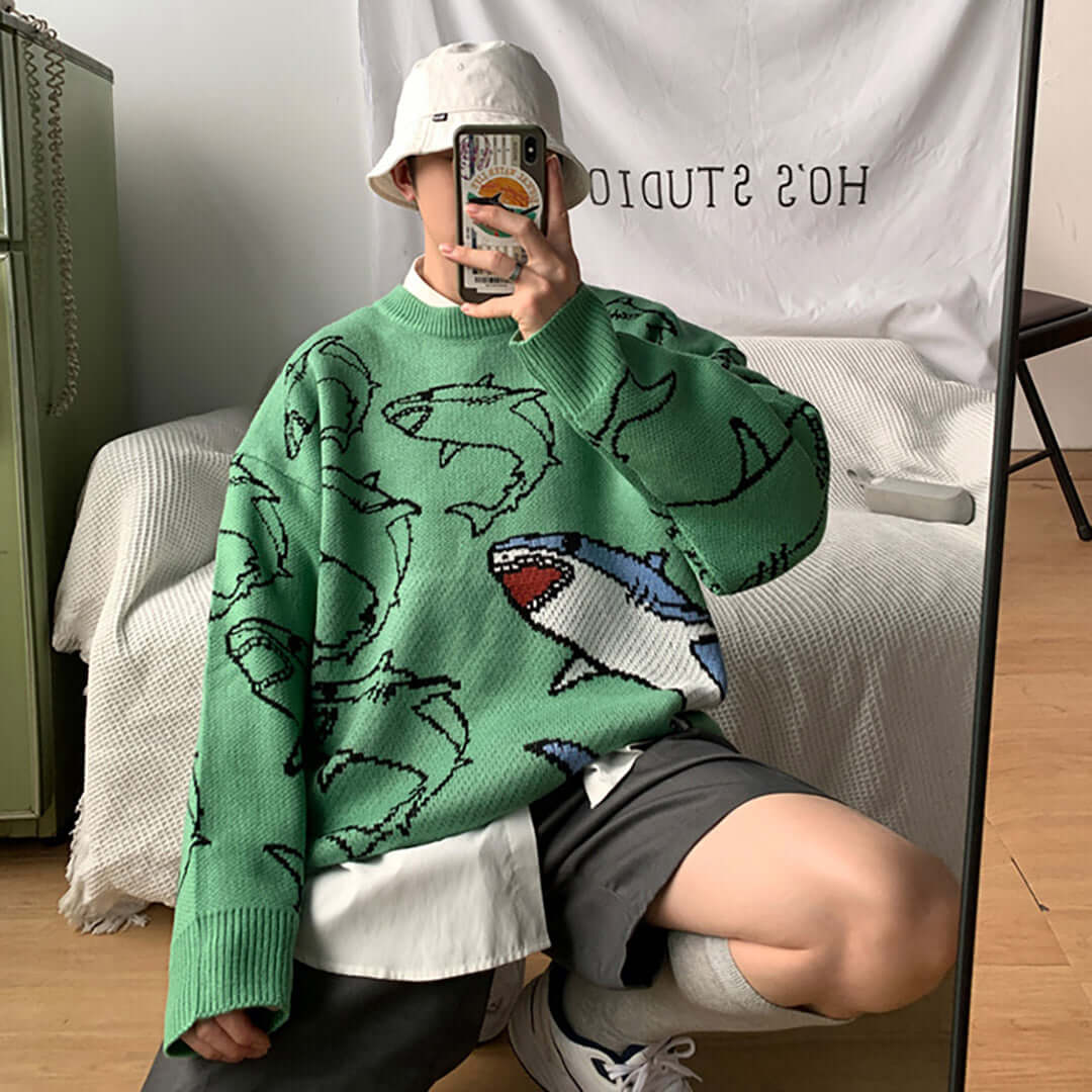 Style Core Aesthetics, New Style Trends Fantasy Shark Knit Sweater
