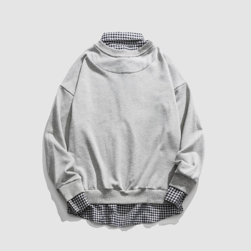 Style Core Aesthetics, New Style Trends Faux Layered Checkered Collared Sweatshirt