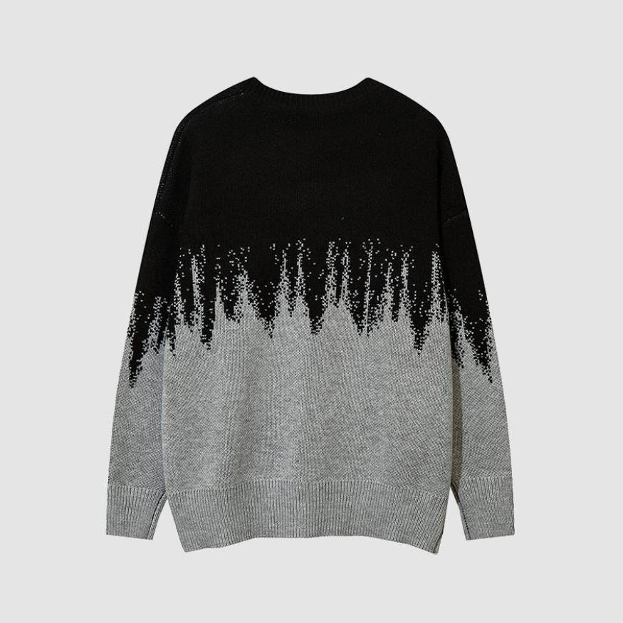 Style Core Aesthetics, New Style Trends Flame Checkerboard Heart Pattern Sweater
