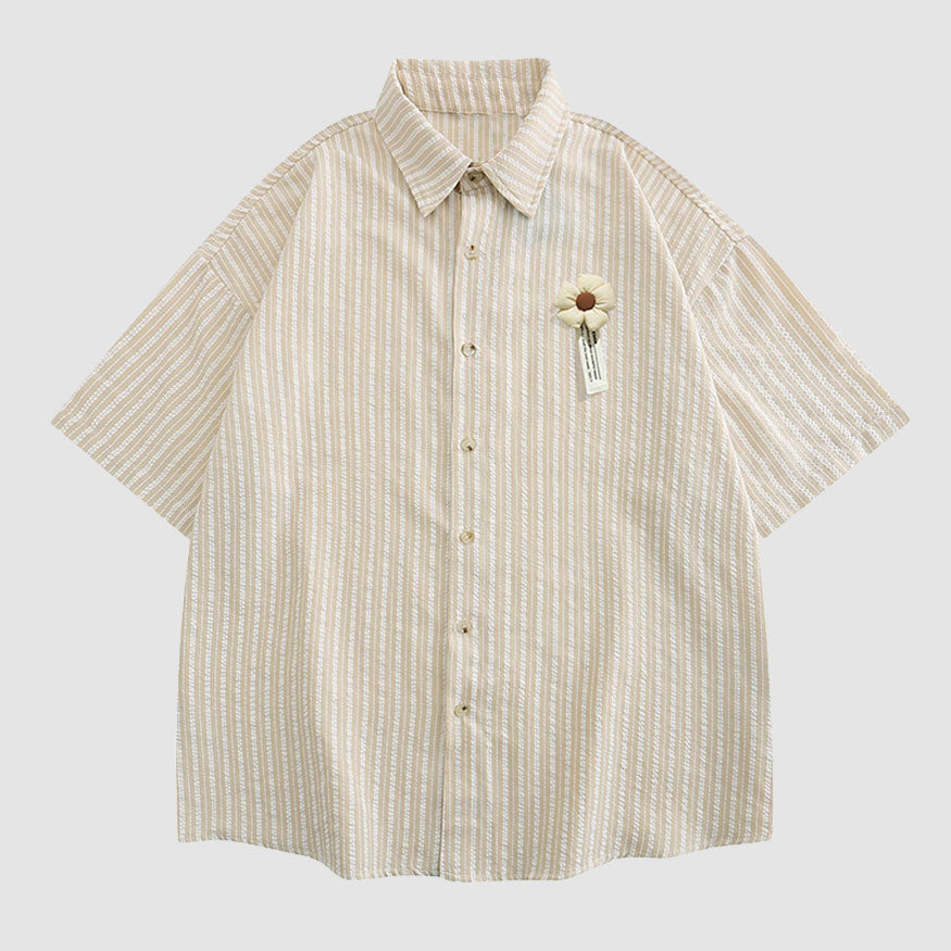 Style Core Aesthetics, New Style Trends Flower Stripe Shirt