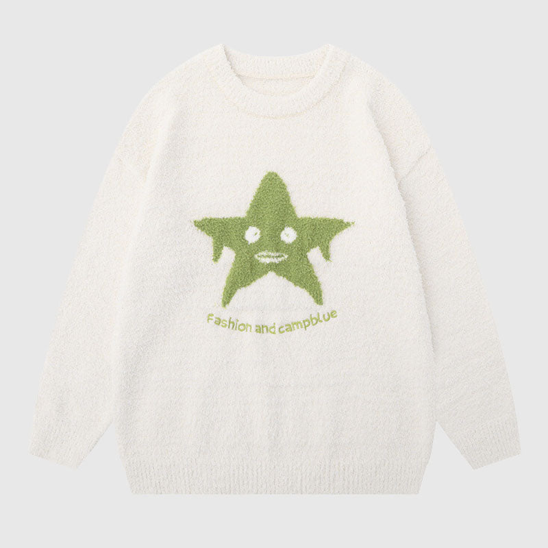 Style Core Aesthetics, New Style Trends Funny Star Pattern Embroidered Pullover