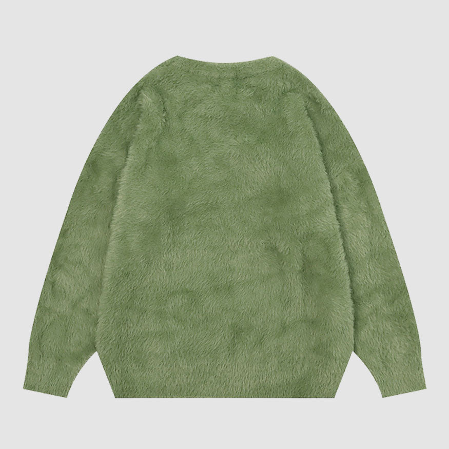 Style Core Aesthetics, New Style Trends Fuzzy Rabbit Pattern Sweater