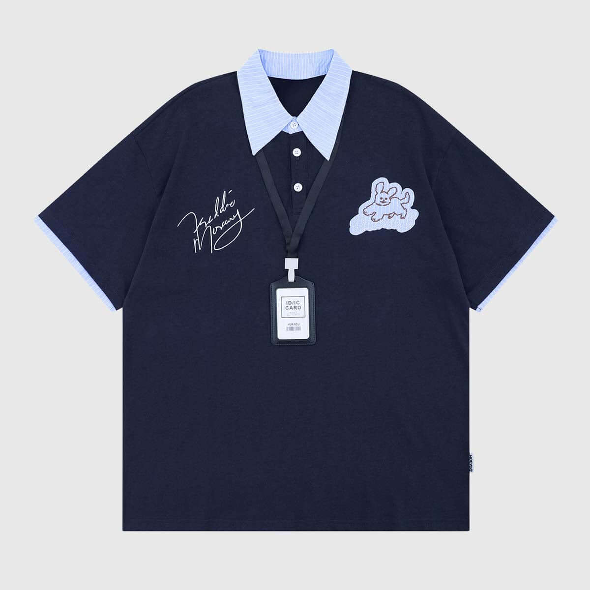 Style Core Aesthetics, New Style Trends Graphic Polo Shirt with Name Tag