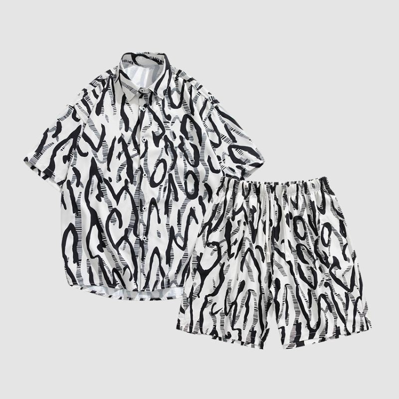 Style Core Aesthetics, New Style Trends Hawaiian Ice Silk Shirt Sets