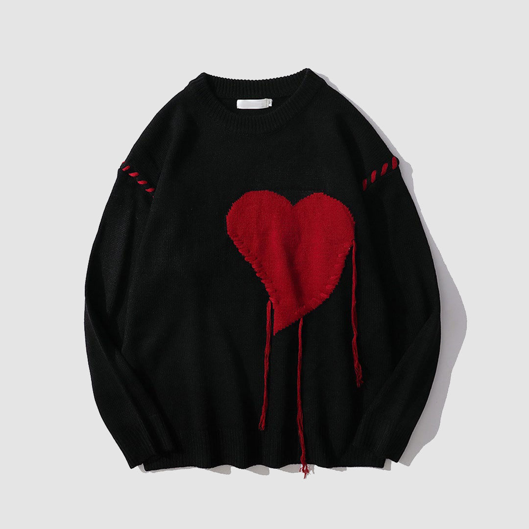 Style Core Aesthetics, New Style Trends Heart Patch Embroidery Sweater