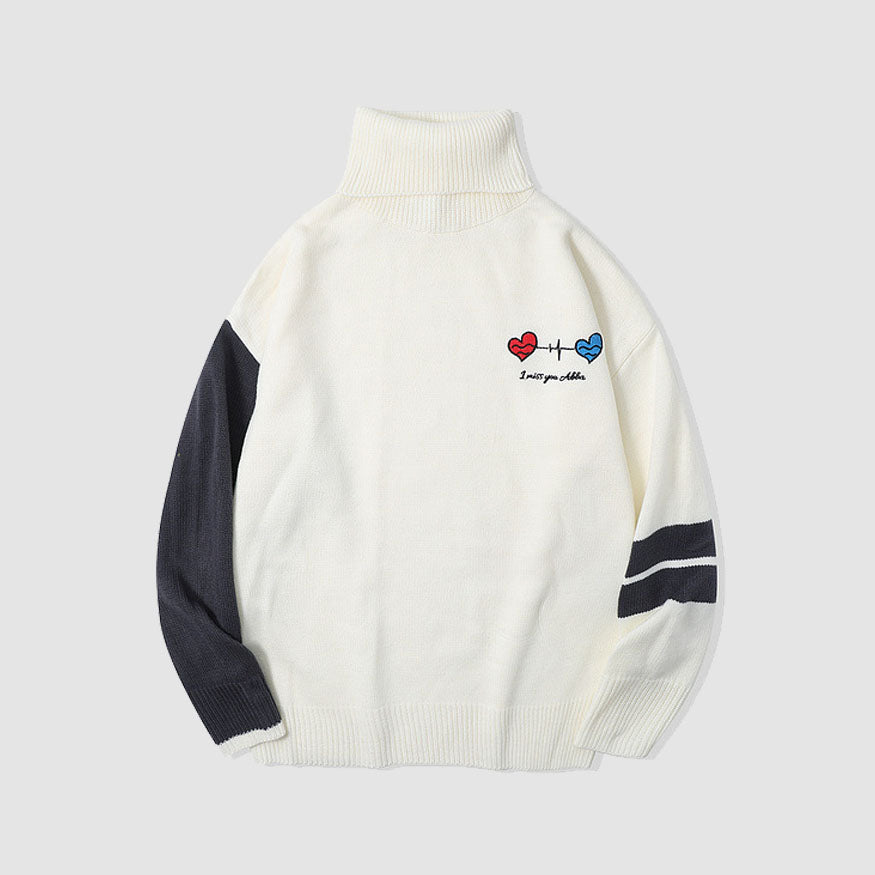 Style Core Aesthetics, New Style Trends Heartbeat Embroidered Turtleneck Sweater