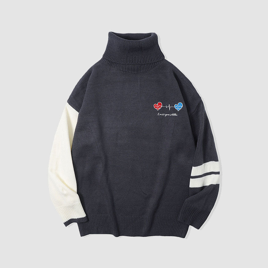 Style Core Aesthetics, New Style Trends Heartbeat Embroidered Turtleneck Sweater