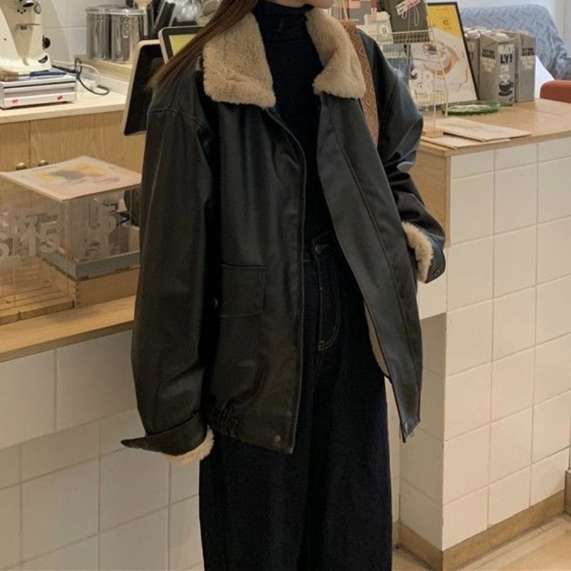 Style Core Aesthetics, New Style Trends Heavyweight Zip-Up Vintage Motorcycle Leather Coat