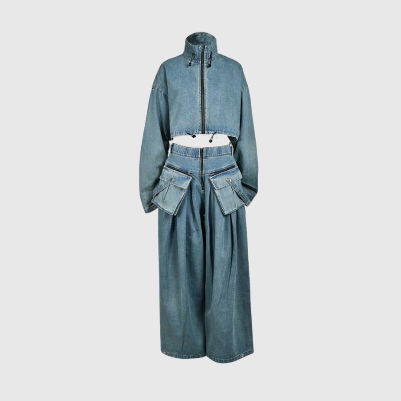Style Core Aesthetics, New Style Trends High Waist Denim Set