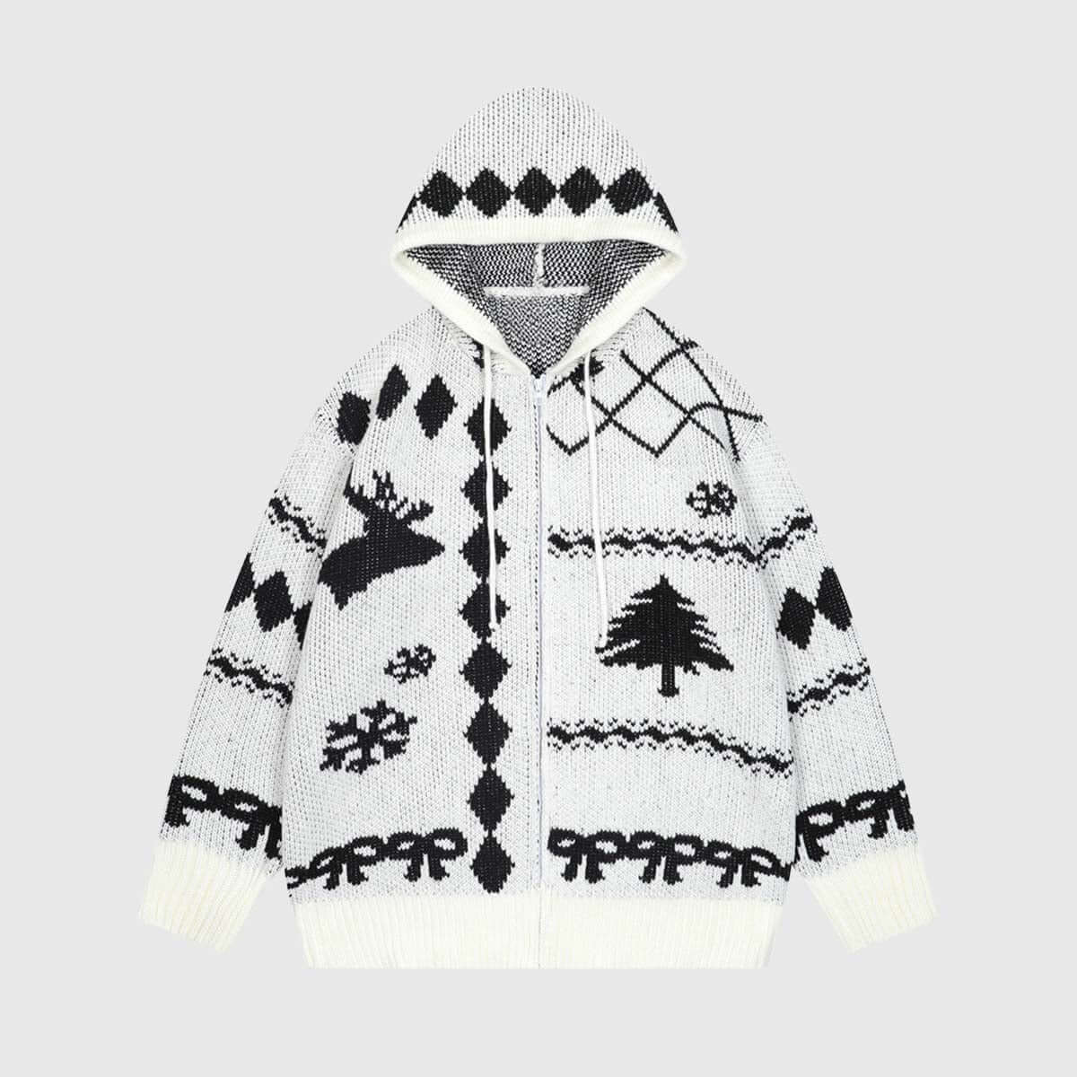 Style Core Aesthetics, New Style Trends Hooded Christmas Knit Cardigan