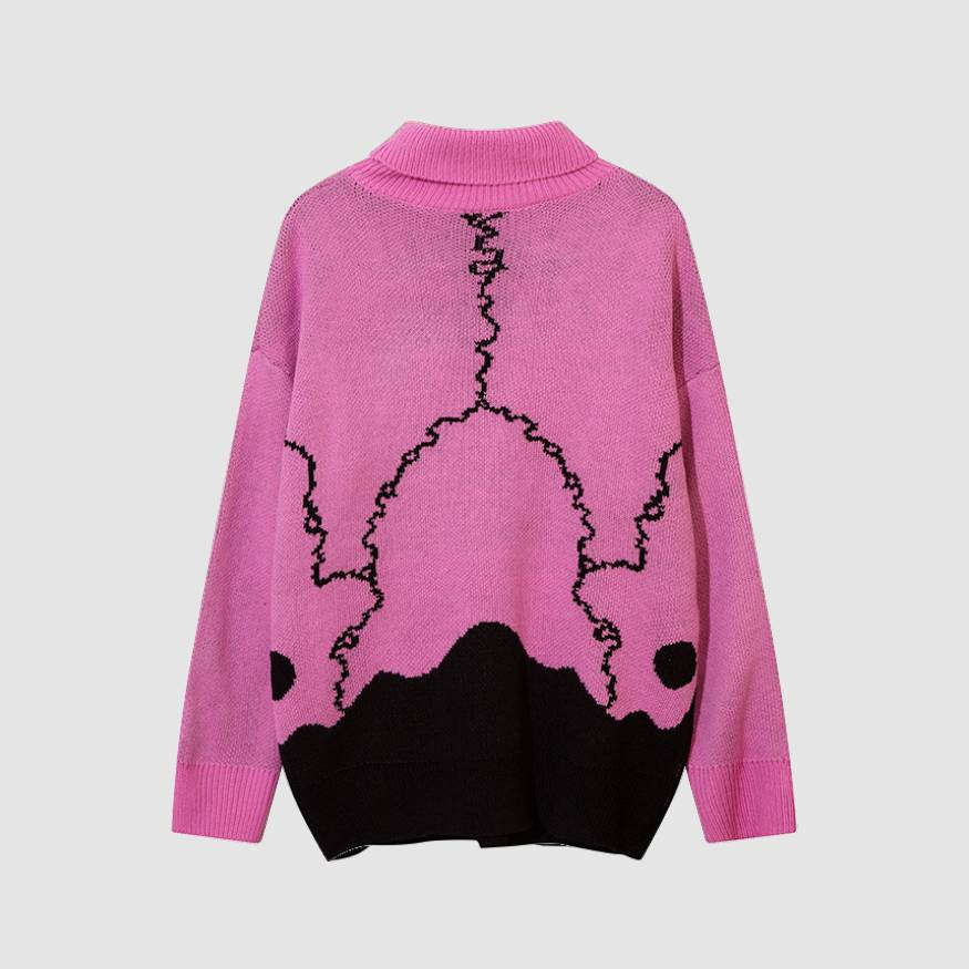 Style Core Aesthetics, New Style Trends Horrible Skull Print Turtleneck Sweater