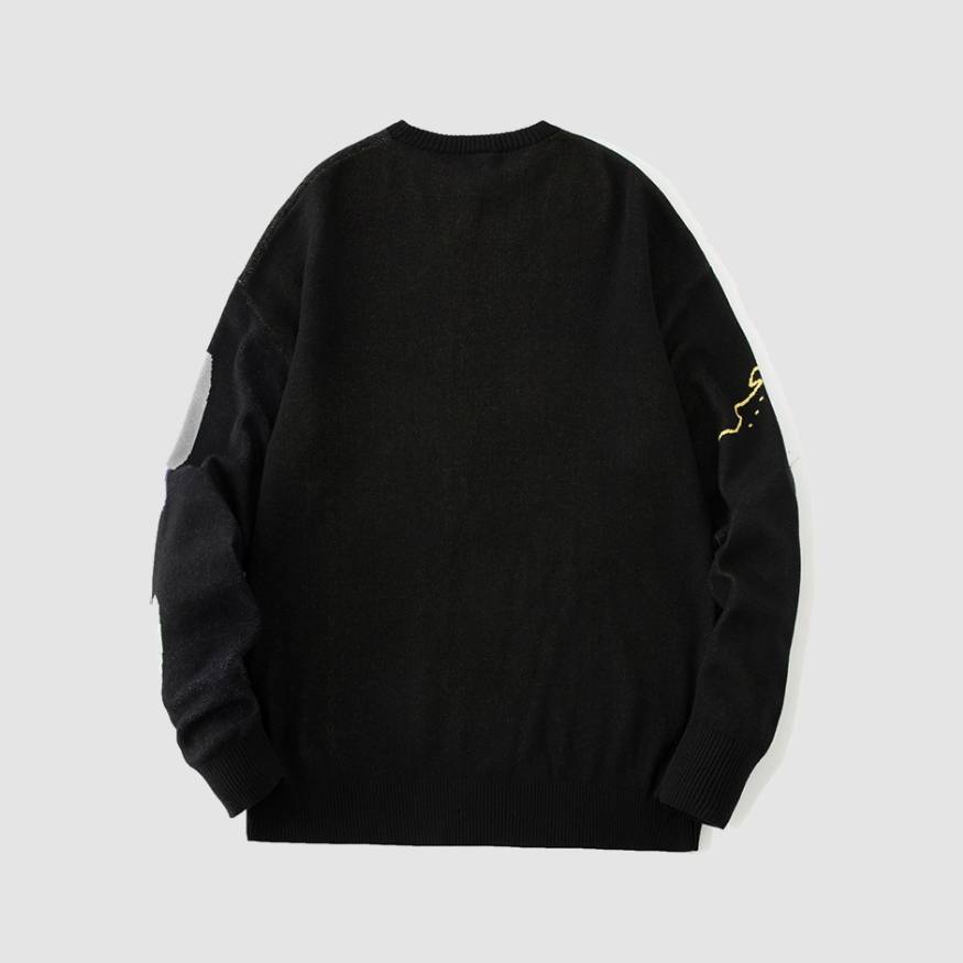 Style Core Aesthetics, New Style Trends Horse Graffiti Color Block Sweater