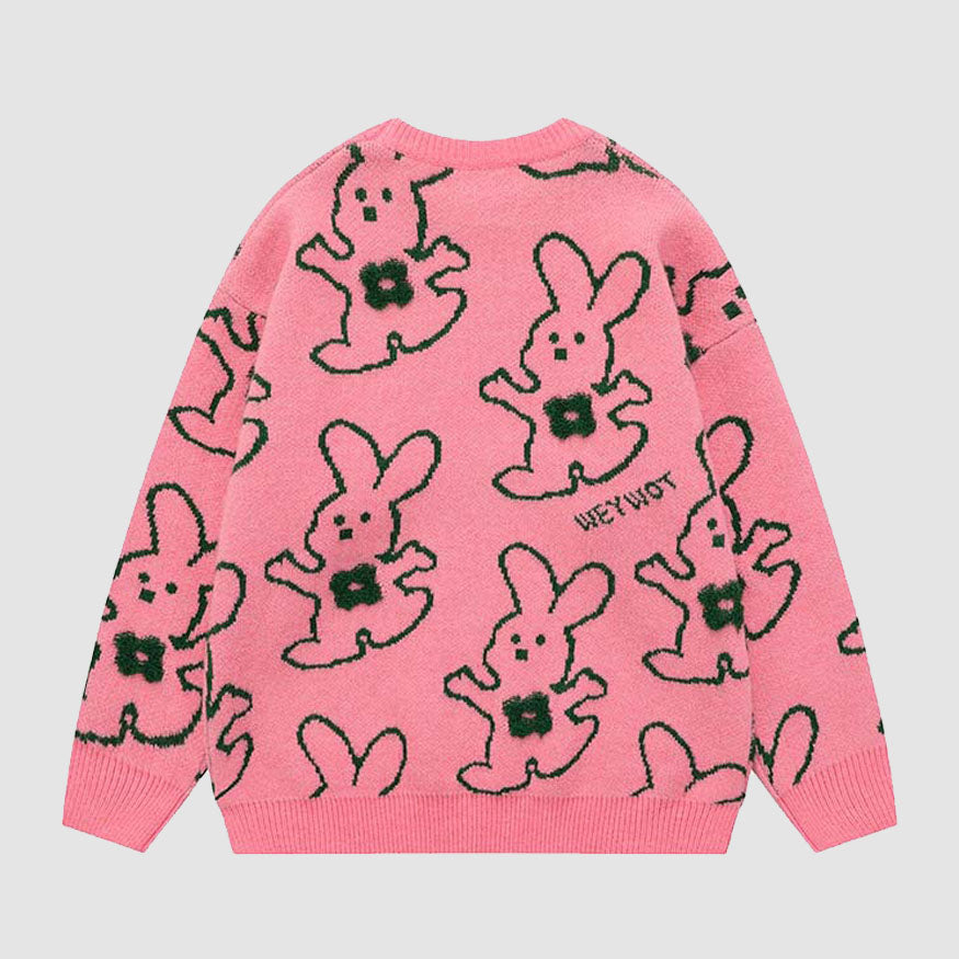 Style Core Aesthetics, New Style Trends Hugging Rabbit Cartoon Knit Sweater
