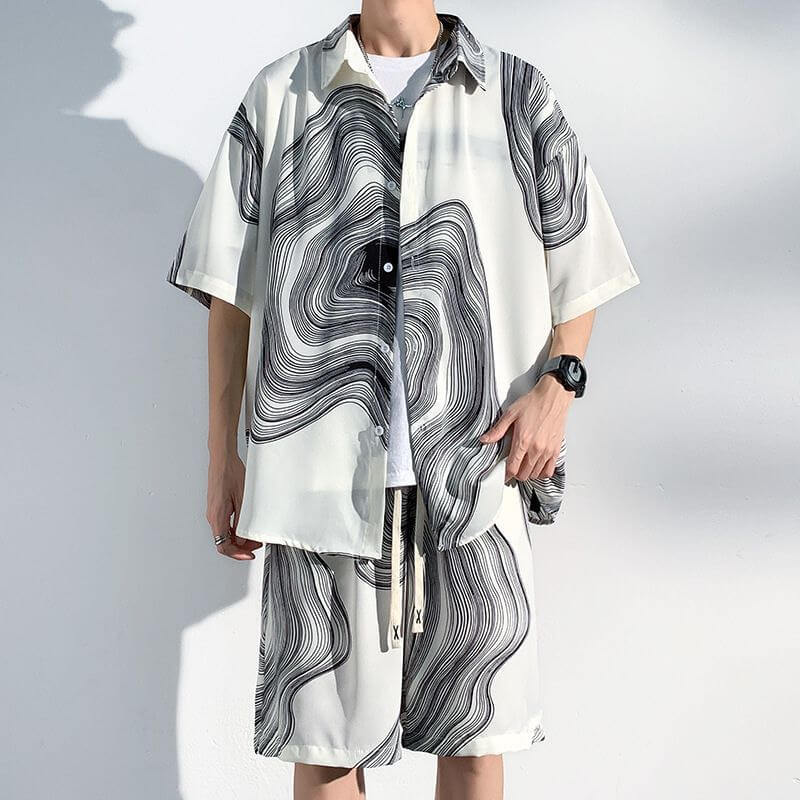 Style Core Aesthetics, New Style Trends Ice Silk Shirt Sets