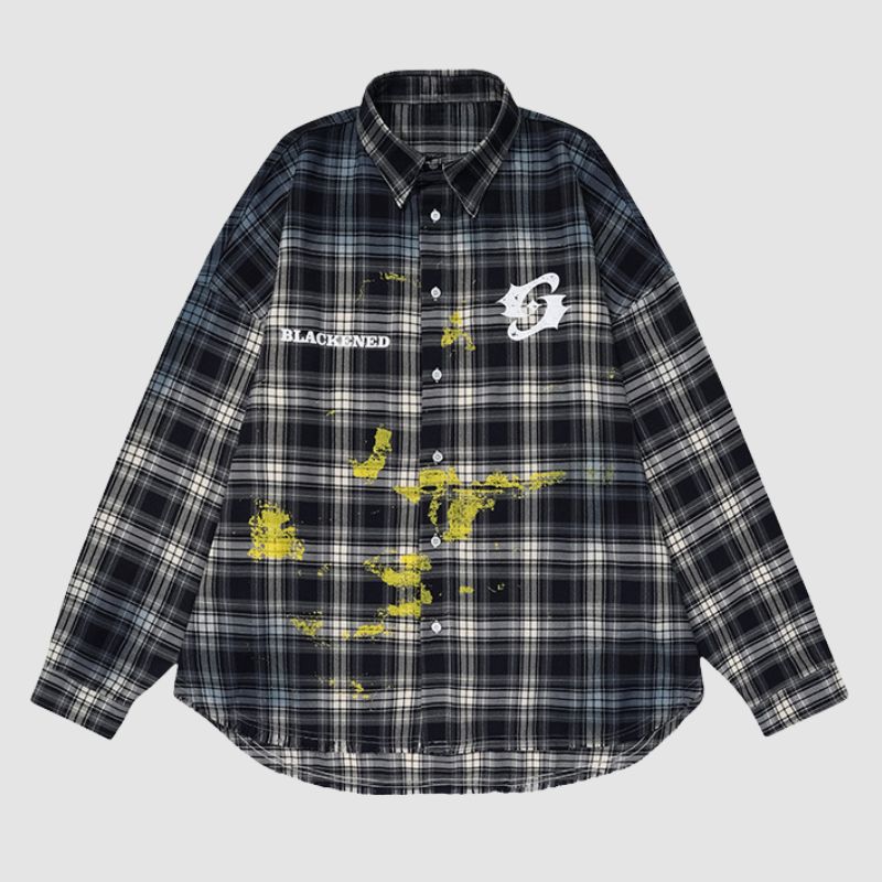 Style Core Aesthetics, New Style Trends Inkjet Gradient Plaid Shirts