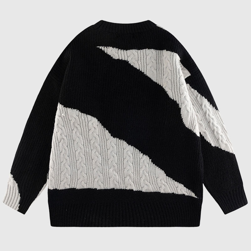 Style Core Aesthetics, New Style Trends Irregular Color-blocked Design Pullover