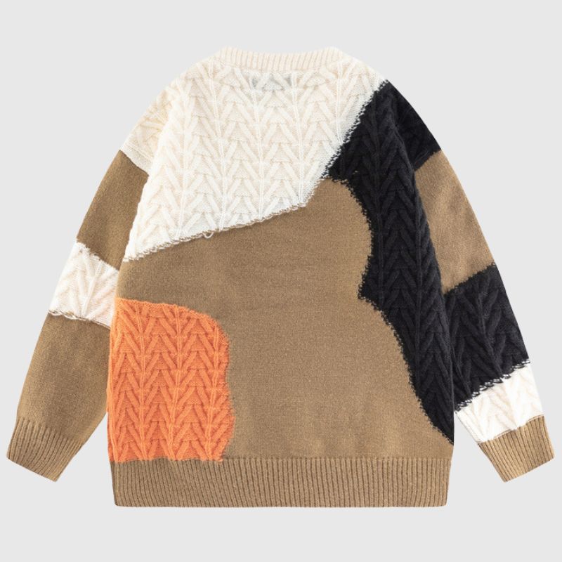 Style Core Aesthetics, New Style Trends Irregular Color Contrast Twist Design Sweater
