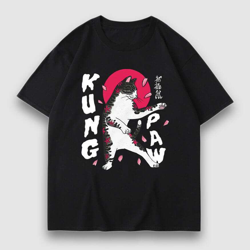 Style Core Aesthetics, New Style Trends Kung Paw Cartoon Print Tee